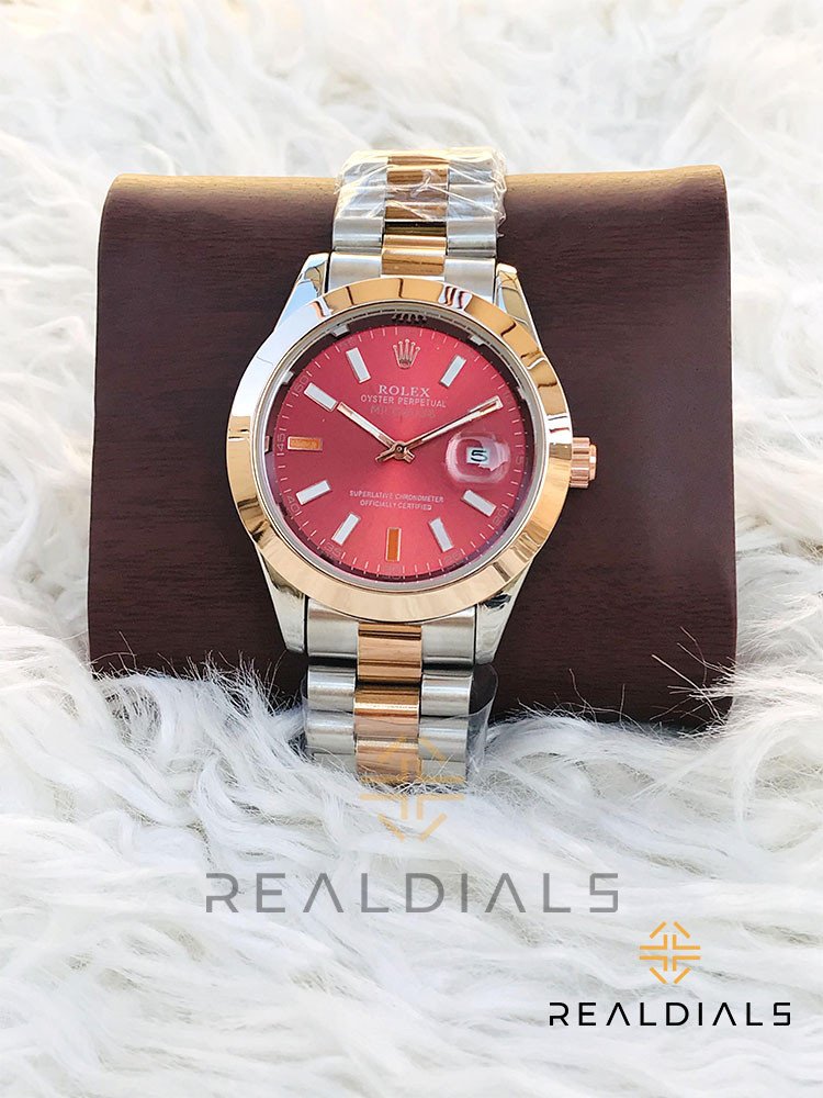 RLX High Quality Red Two Tone Date Just