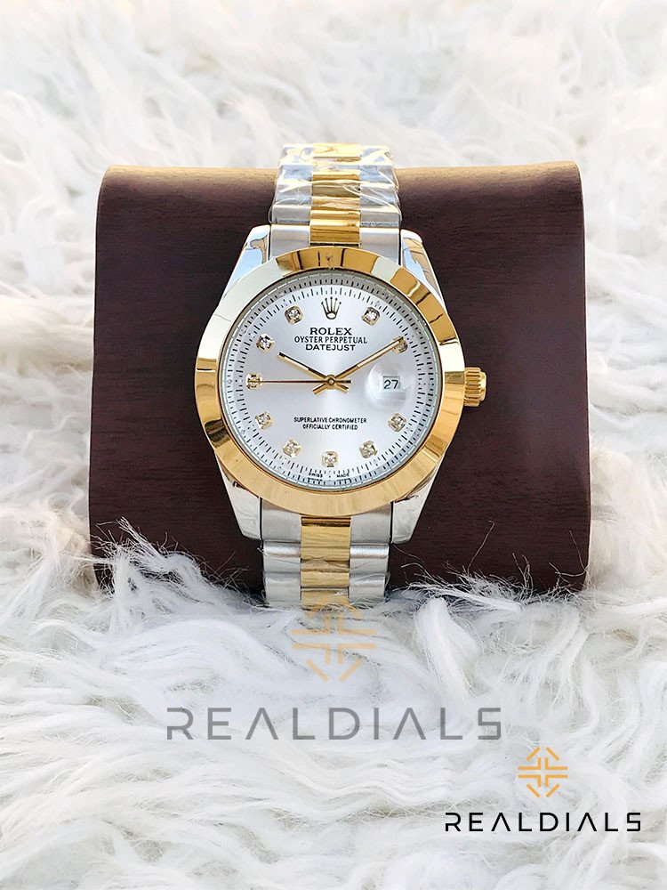 RLX High Quality White Two Tone Date Just